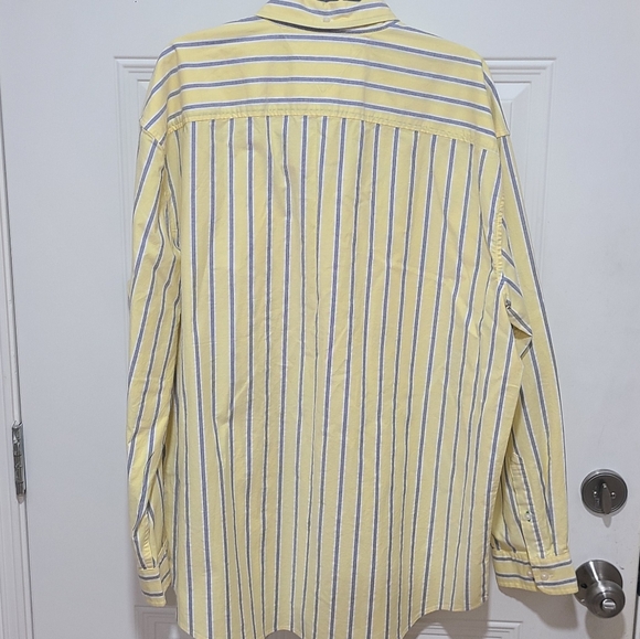 New Tommy Hilfiger Button Down Shirt Mens XL Striped White Yellow Cotton Casual - Picture 7 of 8